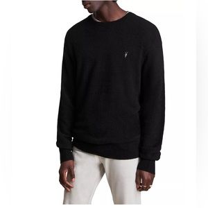 AllSaints Pierre Crewneck Black Pullover Rimmed Trim Sweater Men’s Size Large